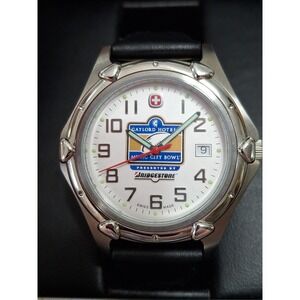 Mens Wenger SAK Swiss Made Silvertone Watch.Music City Bowl Commemorative/Logo.
